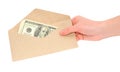 Hand and money in envelope Royalty Free Stock Photo