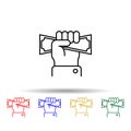 Hand, money multi color style icon. Simple thin line, outline vector of law and justice icons for ui and ux, website or mobile Royalty Free Stock Photo