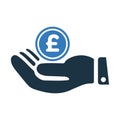 Hand Money, Pound sterling payment Icon. Editable vector isolated on a white background