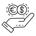 Hand money protect icon, outline style