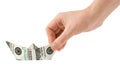 Hand with money ship Royalty Free Stock Photo