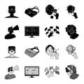 Hand, monitor, headphones, woman .Virtual reality set collection icons in black,monochrome style vector symbol stock