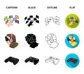 Hand, monitor, headphones, woman .Virtual reality set collection icons in cartoon,black,outline,flat style vector symbol