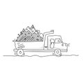 Hand monochromatic drawn dumper truck illustration