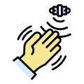 Hand motion sensor icon color outline vector