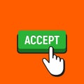 Hand Mouse Cursor Clicks the Accept Button.