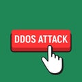 Hand Mouse Cursor Clicks the Ddos Attack Button. Royalty Free Stock Photo
