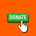 Hand Mouse Cursor Clicks the Donate Button. Royalty Free Stock Photo