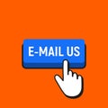 Hand Mouse Cursor Clicks the E-mail Us Button. Royalty Free Stock Photo