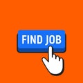 Hand Mouse Cursor Clicks the Find Job Button. Royalty Free Stock Photo