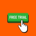 Hand Mouse Cursor Clicks the Free Trial Button. Royalty Free Stock Photo