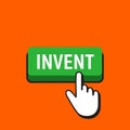 Hand Mouse Cursor Clicks the Invent Button. Royalty Free Stock Photo