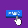 Hand Mouse Cursor Clicks the Magic Button. Royalty Free Stock Photo