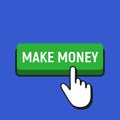 Hand Mouse Cursor Clicks the Make Money Button. Royalty Free Stock Photo