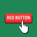 Hand Mouse Cursor Clicks the Red Button. Royalty Free Stock Photo