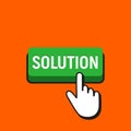 Hand Mouse Cursor Clicks the Solution Button. Royalty Free Stock Photo