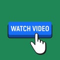 Hand Mouse Cursor Clicks the Watch Video Button. Royalty Free Stock Photo