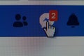 Hand mouse cursor on Facebook messages button