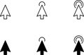 Hand Mouse Pointer Pictogram on Transparent Background. Finger Web Click Pointer Line and Silhouette Icon. Isolated Vector Royalty Free Stock Photo