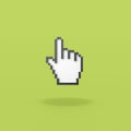 Hand Mouse Pointer Pixelated on Green Background