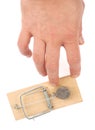 Hand and Mousetrap Royalty Free Stock Photo