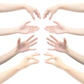 Hand multiple collection of Asian man with white skin in gesture isolated on white background