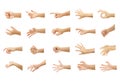 Hand multiple collection in gestures of man on isolated white background