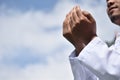 Hand of muslim people praying with nature background