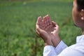 Hand of muslim people praying with nature background