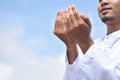 Hand of muslim people praying with nature background