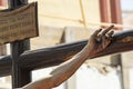 Hand nailed to the cross of the sculpture of the crucified Chris