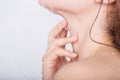 Hand with neck of woman which take a shower Royalty Free Stock Photo