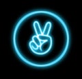 Hand neon peace sign