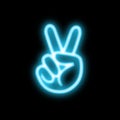 Hand neon peace sign