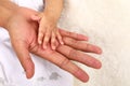 Hand of newborn baby boy on mother`s hand Royalty Free Stock Photo