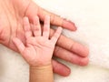 Hand of newborn baby boy on mother`s hand Royalty Free Stock Photo