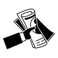 Hand newspaper icon, simple style