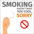 Hand and no smoking sign poster