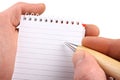 Hand with notepad 2 Royalty Free Stock Photo