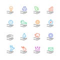 Hand and object concept icons set in line style Royalty Free Stock Photo