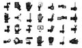 Hand object icon set, simple style Royalty Free Stock Photo