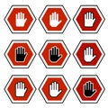 Hand octagon stop symbols