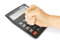 Hand with office calculator