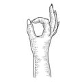 Hand okay gesture sketch vector illustration