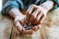 Hand old man begging for money because of the hunger Royalty Free Stock Photo