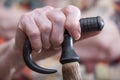 Hand of old person on cane Royalty Free Stock Photo