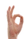 Hand in om position gesture on white Royalty Free Stock Photo