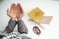 Hand open arm while pray in islamic culture Royalty Free Stock Photo