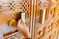 Hand open a Beautiful hand carved door