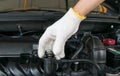 Hand open valve metal cover on an radiator for engine cooling Royalty Free Stock Photo